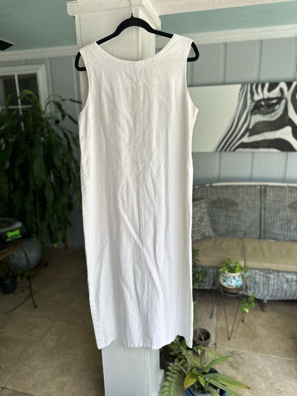 Norton Mcnaughton White Sleeveless Maxi Dress Classic Modern LG Linen Blend - Picture 2 of 10